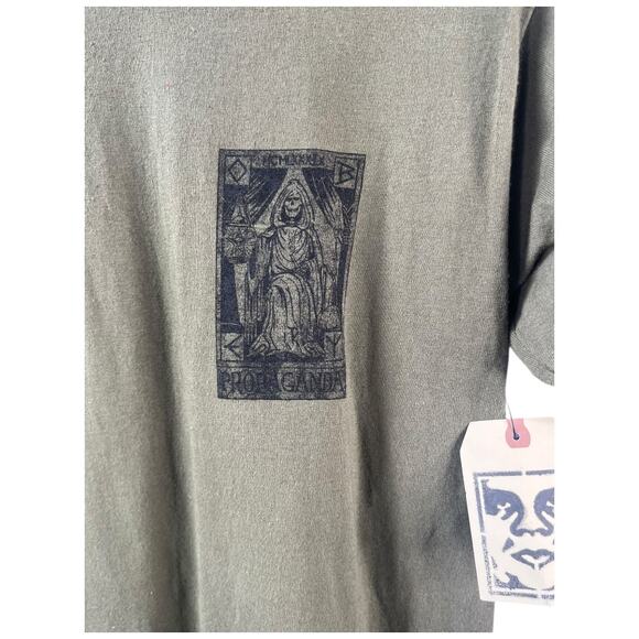 Obey army green black reaper short sleeve tee shirt 100% cotton small NWT - Picture 3 of 4